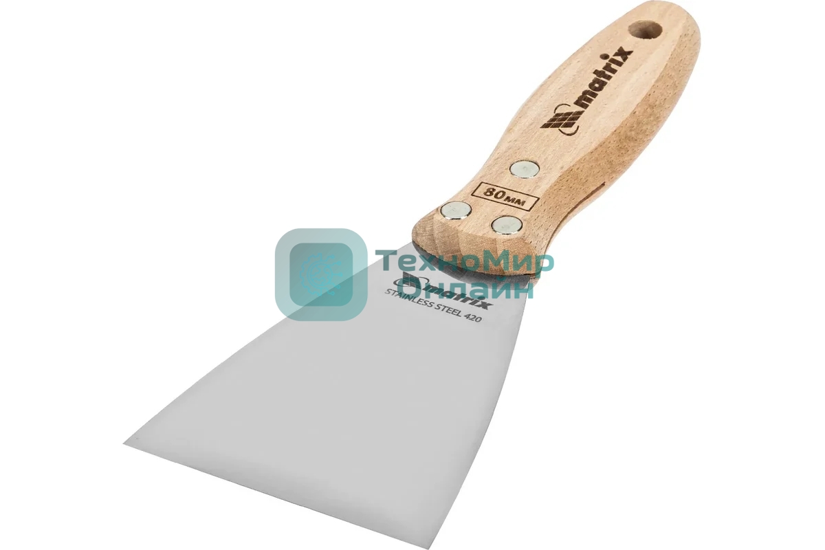 Шпательная лопатка Matrix из нержавеющей стали, 80 мм, буковая рукоятка, EFP