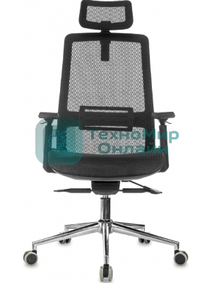 Кресло руководителя Бюрократ MC-912-H черный, сетка с подголов. крестов. металл хром