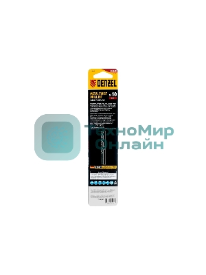 Сверло спиральное по металлу Denzel 10 x 133 мм, Р6М5, Golden Tip