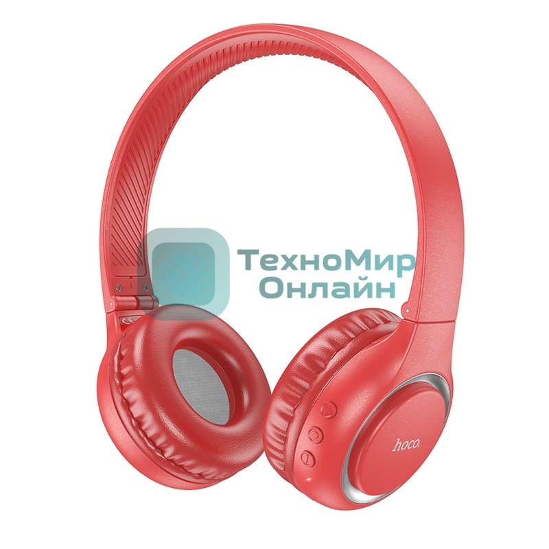 Беспроводные/проводные наушники Hoco W41 красный, накладные, Bluetooth + проводной, складная конструкция, до 7 ч