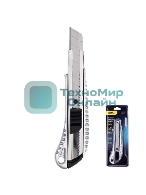 Универсальный нож Deli DL4255 18мм Лезвие SK2. Алюминиевый корпус. Общая длина: 155 мм.