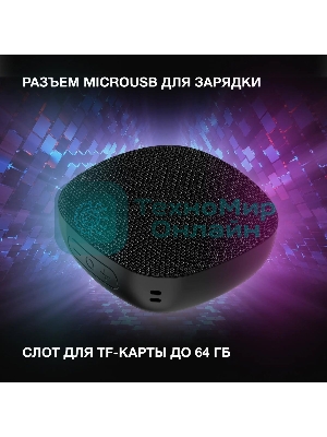 Колонка портативная Hyundai H-PS1010 черный 5W 1.0 BT 10м 1200mAh