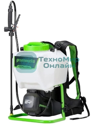 Опрыскиватель Greenworks G24BPSII аккум. ранц. 15л белый/зеленый (5300307)