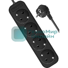Удлинитель Defender M450 черный, 5 м, EURO, 4 розетки, 2200 Вт