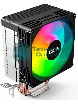 Кулер для процессора CBR CBR-CC-2115-RGB-PWM Al+Cu, 2 heat pipes, Socket 775/1155/1156/1150/1151/1200/1700/940/AM2/АМ2+/АМ3/AM3+/FM1/FM2/AM4/AM5, TDP 115W, 90mm Fan, 2600RPM, HB, RGB, PWM, 32db