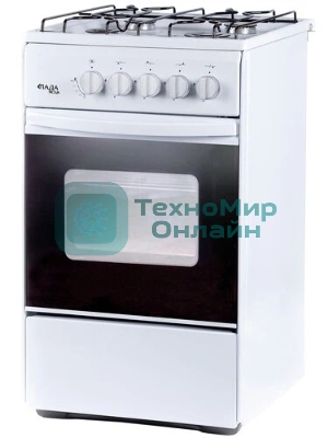 Плита газовая Лада Nova RG 24040 W белый, конфорок 4 газовых, духовка 50 л, 50 см x 85 см x 60 см