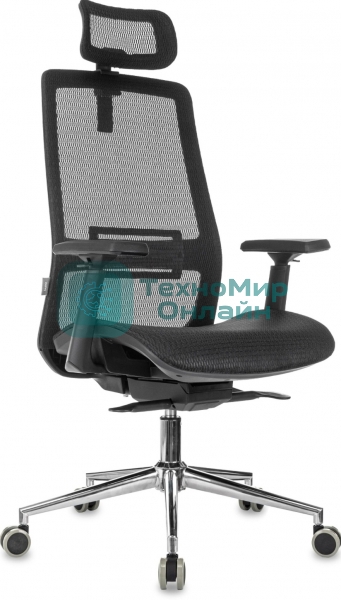 Кресло руководителя Бюрократ MC-912-H черный, сетка с подголов. крестов. металл хром
