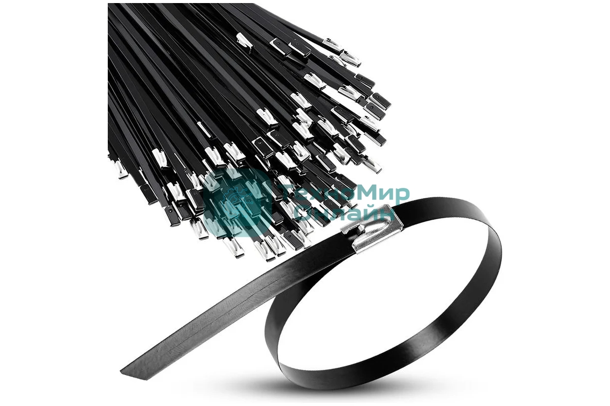 Хомут кабельный 4.6х150 сталь AISI 304 с покрытием (уп.100шт) TOKOV ELECTRIC TKE-HM304-4.6-150-C/100