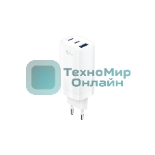 Сетевое зарядное устройство OLMIO 2Type-C/USB, 65W, 6A, QuickCharge3.0, PowerDelivery3.0, GAN