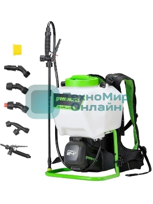 Опрыскиватель Greenworks G24BPSII аккум. ранц. 15л белый/зеленый (5300307)