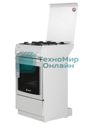 Плита комбинированная De Luxe 5040.20ГЭ (КР) ЧР белый, конфорок 4 шт, духовка 43 л, электроподжиг, 50 см x 85 см x 50 см