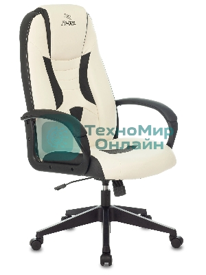 Кресло Бюрократ Zombie 8 белый/черный, экокожа, 120 кг, механизм качания