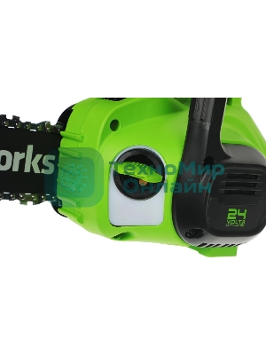 Цепная пила аккумуляторная GreenWorks G24CS25K4, 24V, 25 см, c АКБ 4А·ч и ЗУ (2007707UB)
