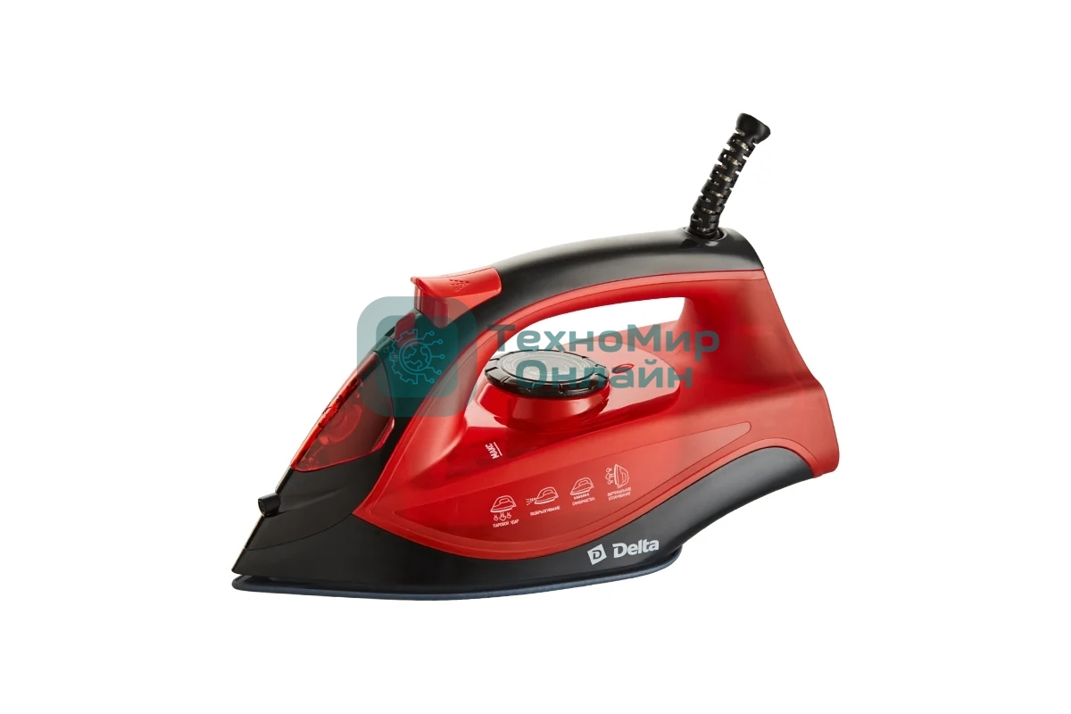 Утюг Delta DL-756 черный с красным, 2200 Вт, 23 г/мин, 125 г/мин, 250 мл
