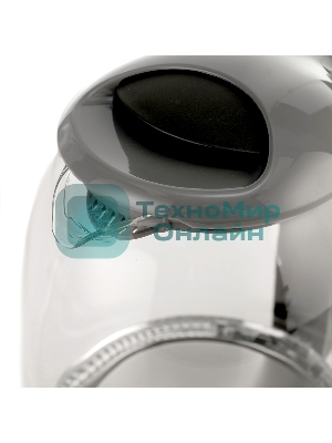 Чайник Centek CT-0034 (серый) Vancouver стекло, 1.8л, 2200 Вт, внутренняя LED подсветка, кнопка