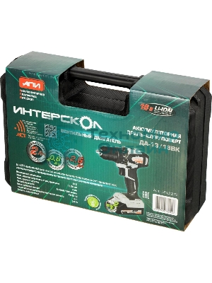 Дрель-шуруповерт аккумуляторная ИНТЕРСКОЛ ДА-13/18ВК 575.2.2.70, 2 аккум., 2А·ч, кейс, АПИ