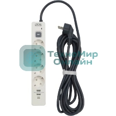 Сетевой фильтр Powercom SP-01 USB2A1CW 3,0М 3.0 м, 4 розетки, белый/серый, коробка