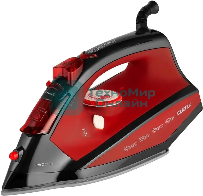 Утюг Centek CT-2355 красный, 2500 Вт, 45 г/мин, 160 г/мин, 270 мл