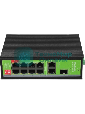 Коммутатор Digma DSP408F-2G1S-300, 8×100 Мбит/с + 2×1 Гбит/с + 1×1 Гбит/с SFP, неуправляемый