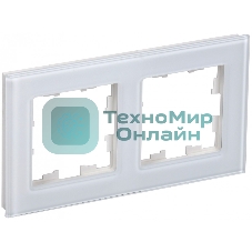 Рамка 2-местная IEK BRITE РУ-2-2-БрБ стекло белый