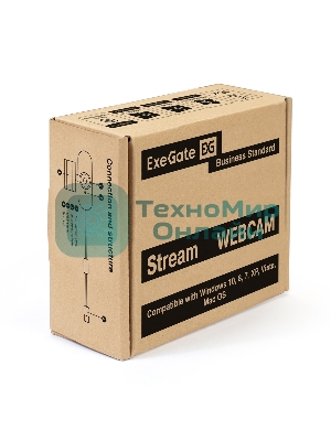 Веб-камера ExeGate Stream HD-4000 3840x2160, 30 кадр/с, USB Type-A, микрофон (2 шт, шумоподавление), шторка приватности, автоматическая фокусировка, универсальное крепление, штатив в комплекте