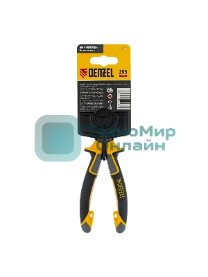 Длинногубцы прямые Denzel 205 мм, трехкомпонентные рукоятки