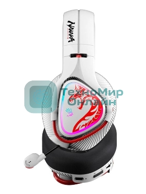 Гарнитура Bloody MR720 Naraka белый, беспроводная + проводная, радиоканал/Bluetooth/mini jack 3.5 мм, до 44 ч, подсветка