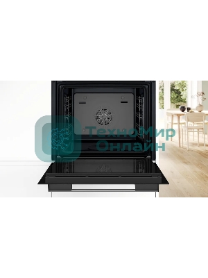 Духовой шкаф электрический Bosch HJA737BR0 Serie 4, 60 см, 76 л,нержавеющая сталь, Auto Pilot 10, 3D Hotair,класс энергоэффективности А, 7 режимов, LCD-дисплей, галогенное освещение, самоочистка EcoClean,проволочные направляющие