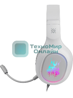 Гарнитура Defender Fury белый, проводная, подсветка