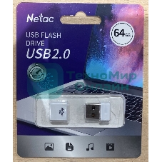 Флешка USB Netac U116 (NT03U116N-064G-20WH), 64Gb, USB 2.0, R/W 70/30, белый