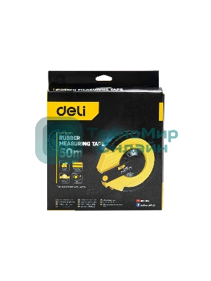 Мерная лента Deli DL9850ZY 50м x 14.5мм Ударопрочный корпус. Основной класс точности. Метрическое полотно из стекловолокна и ПВХ.