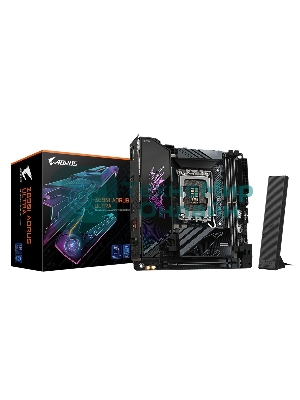Материнская плата Gigabyte Z890I AORUS ULTRA, LGA 1851, Intel Z890, 2xDDR5, 2xSATA, 2xM.2, 1xPCIe 5.0 x16, 1xDP, 1xHDMI, 1xUSB-C, 1x Thunderbolt 4, 1x 2.5Gb LAN, 2xUSB-A 3.2 Gen 1, 3xUSB-A 3.2 Gen 2, 2x3.5 мм, TOSLINK, 7.1, 1xUSB4, Mini-ITX