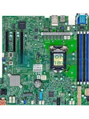 Материнская плата SuperMicro MBD-X12STH-F-B, LGA1200, Intel C256, 4xDDR4, 1xPCIe 4.0 x16, 2xPCIe 4.0 x4, 8xSATA, 1xM.2, 2xDOM, 2xLAN, 1xRJ45, 1xVGA, 3xUSB 3.2 Gen1 (внутренние), 4xUSB 2.0 (внутренние), mATX
