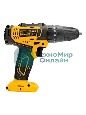 Дрель-шуруповерт Denzel CID-18-0, 18 В, 0 Ач, 30 Нм, щеточный, ударный