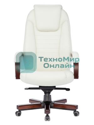 Кресло руководителя Бюрократ T-9923WALNUT/IVORY слоновая кость кожа крестовина дерево