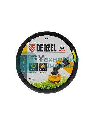 Леска для триммера Denzel квадрат, 4,0мм х 62м, на DIN катушке FLEX CORD