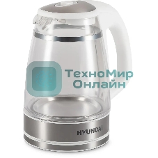 Чайник электрический Hyundai HYK-G3506 1.7л. 2200Вт белый/серебристый корпус: стекло