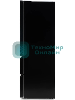 Холодильник Hyundai CM55043F черный стекло трехкамерный, 354/186, морозилка снизу, No Frost, Side by Side