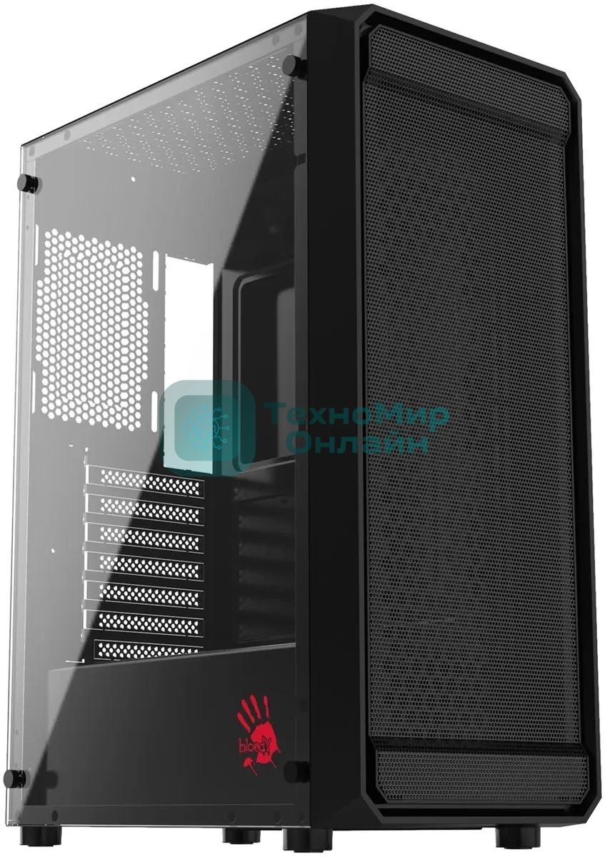 Компьютерный корпус Bloody BD-CC114 черный без БП ATX 8x120мм 1xUSB 2.0 1xUSB 3.0 audio bott PSU