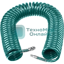 Воздушный спиральный шланг KRAFTOOL с фитингами рапид 20 м, 8х12 мм, 15 бар