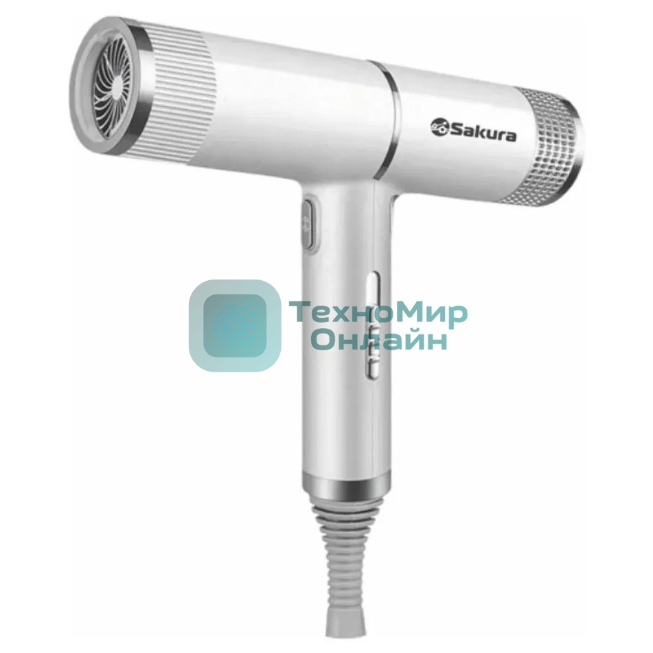 Фен SAKURA SA-4051W белый/серый, 1600 Вт, компактный