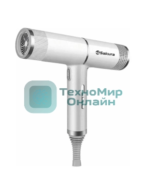 Фен SAKURA SA-4051W белый/серый, 1600 Вт, компактный