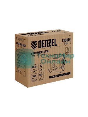 Компрессор воздушный Denzel DL1300, 10 бар, 1,3 кВт, 180 л/мин, 5 л, с набором аксессуаров