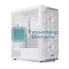 Компьютерный корпус ABR Quantum белый (1хUSB Type-C, 2хUSB 2.0, HD Audio, 4xRGb Fan, ATX, E-ATX)