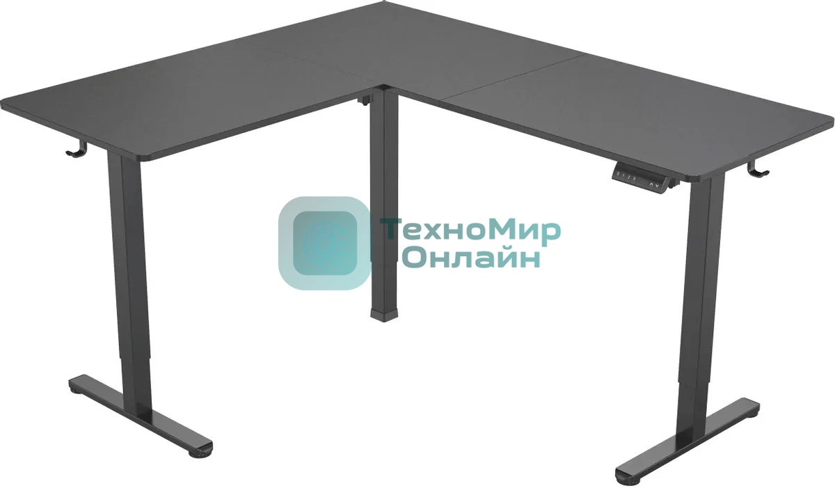 Стол компьютерный Cactus угловой подъемный столешница МДФ черный каркас черный 1600х1400х720х1180 мм (CS-EDXL-BBK)