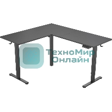 Стол компьютерный Cactus угловой подъемный столешница МДФ черный каркас черный 1600х1400х720х1180 мм (CS-EDXL-BBK)