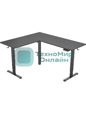 Стол компьютерный Cactus угловой подъемный столешница МДФ черный каркас черный 1600х1400х720х1180 мм (CS-EDXL-BBK)