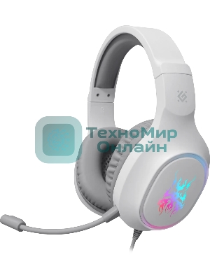 Гарнитура Defender Fury белый, проводная, подсветка