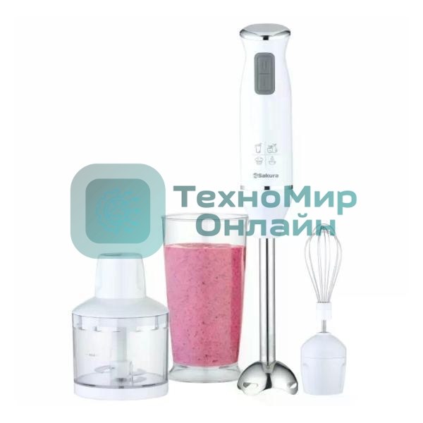 Блендер погружной Sakura SA-6265SW белый, 800 Вт, 2 скорости, турбо