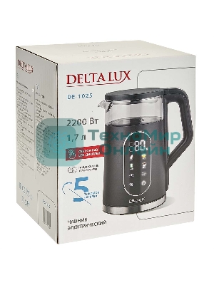 Чайник Delta Lux DE-1025 черный 2,2кВт, 1.7 л, LC